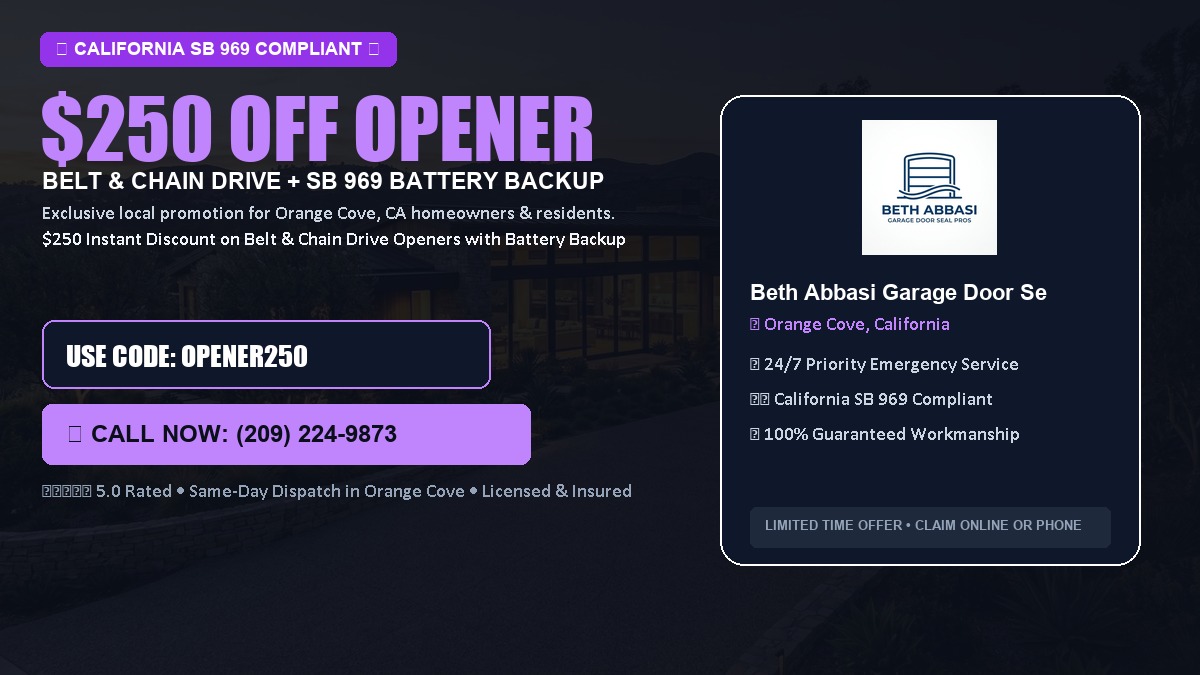 $250 OFF Smart Garage Door Opener Installation (Belt & Chain Drive with California SB 969 Battery Backup) in Orange Cove, CA