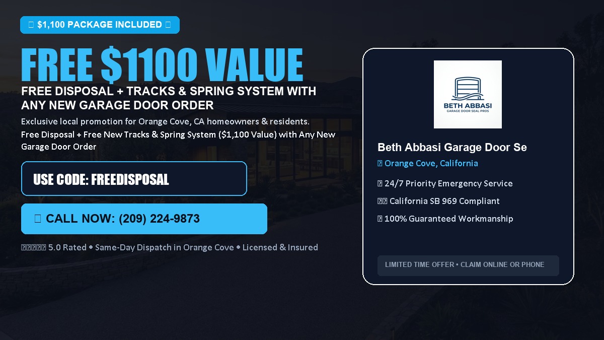 Free Disposal + Free New Tracks & Spring System with Any New Garage Door Order ($1100 Value) in Orange Cove, CA